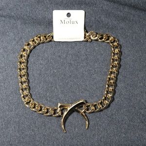 heavy costume jewelry molux gold tone necklace